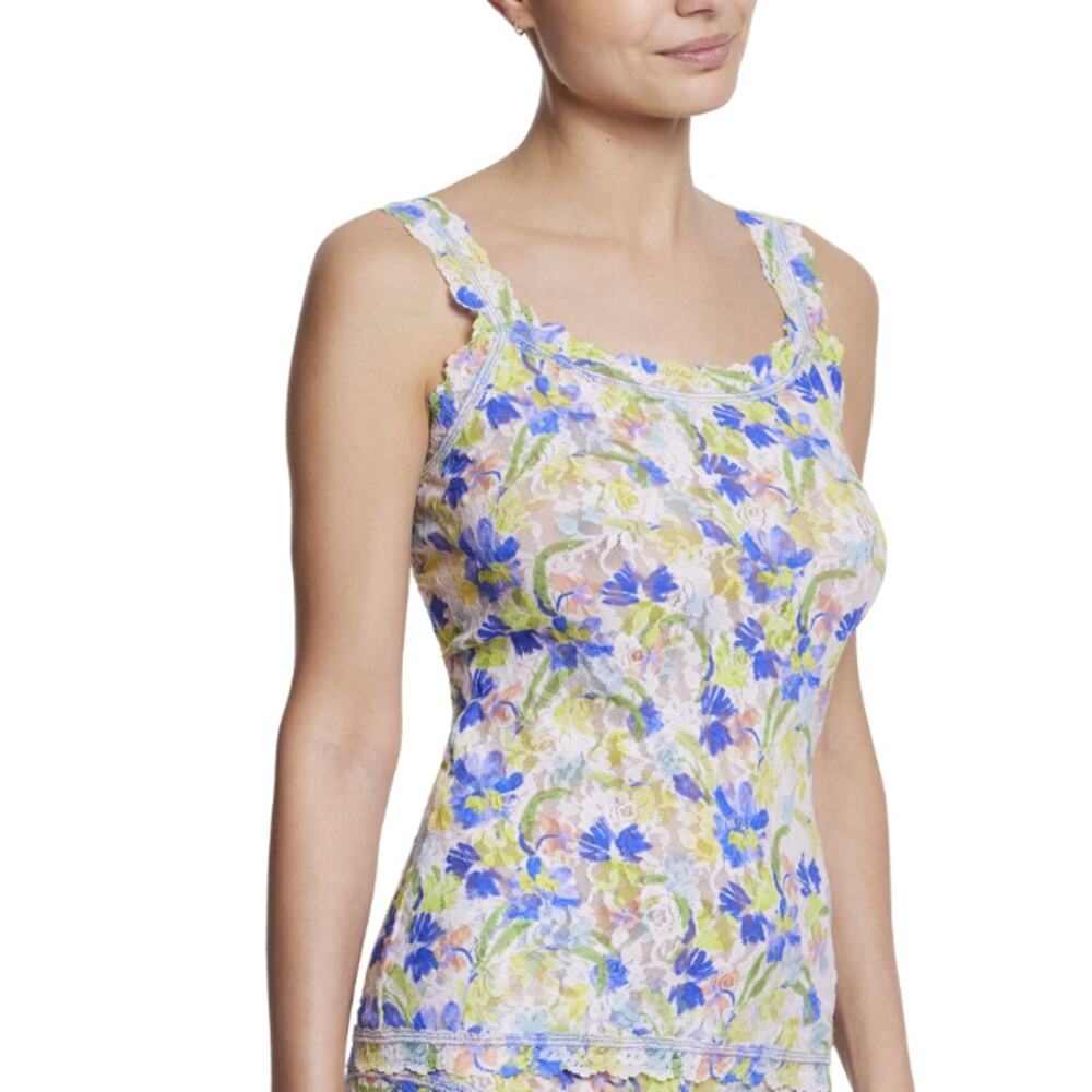 HANKY PANKY SIZE LARGE LACE BRUSH STROKES PRINTED CLASSIC CAMI MULTICOLOR NEW